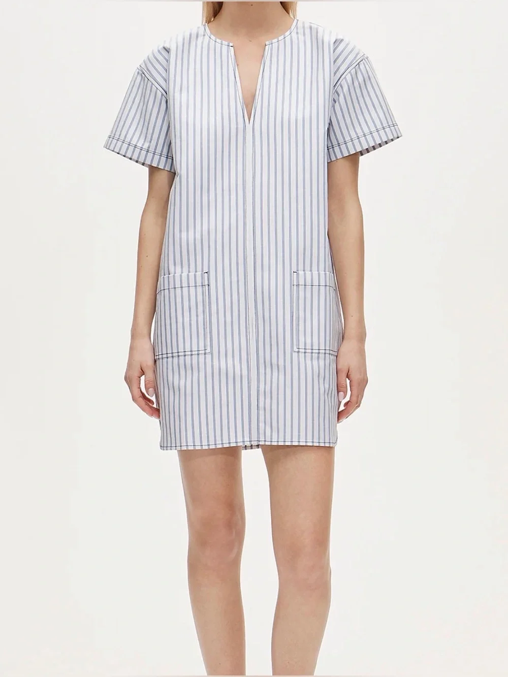 J.Crew Patch-pocket pullover dress in striped structured cotton poplin Size XS